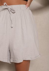 Renee - Szare Szorty z Bawełny z Gumką w Talii Sarilora. Kolor: szary. Materiał: bawełna. Długość: krótkie. Sezon: lato. Styl: elegancki, klasyczny