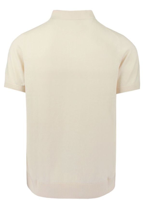 Dzianinowa Koszulka Polo - Pako Jeans - Ecru. Okazja: na co dzień. Typ kołnierza: polo. Kolor: brązowy, wielokolorowy, beżowy. Materiał: bawełna. Wzór: ze splotem. Styl: casual