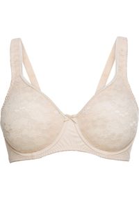 bonprix - Biustonosz minimizer z wyściełanymi ramiączkami. Kolor: beżowy. Materiał: koronka, materiał. Rodzaj stanika: wyściełane miseczki, różne sposoby noszenia. Wzór: koronka #1