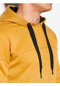 Ombre Clothing - Bluza męska z kapturem B1078 - musztardowa - XXL. Typ kołnierza: kaptur. Kolor: żółty. Materiał: poliester, bawełna