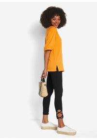 bonprix - Legginsy 7/8 z wysoką talią z bawełną organiczną. Kolor: czarny. Materiał: bawełna. Styl: elegancki #3