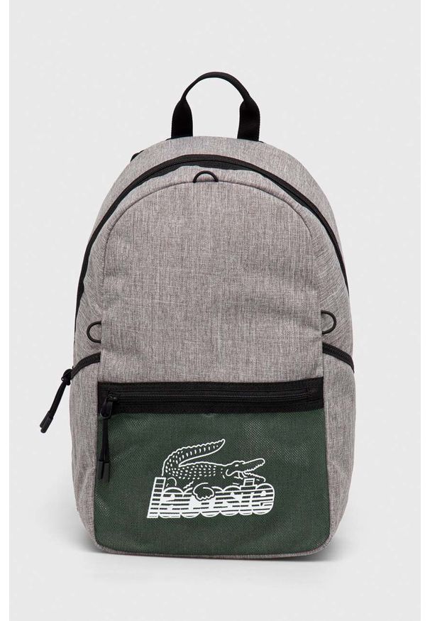 Lacoste plecak męski kolor szary duży wzorzysty. Kolor: szary. Materiał: poliester