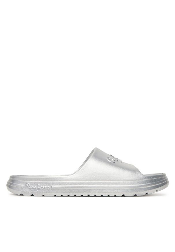 Pepe Jeans Klapki Beach Slidemet PLS70165 Srebrny. Kolor: srebrny