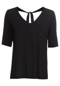 Shirt z dekoltem z tyłu bonprix czarny. Kolor: czarny. Długość rękawa: krótki rękaw. Długość: krótkie #1