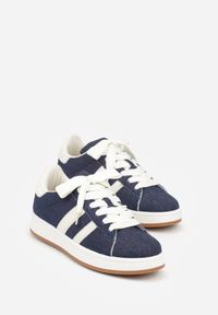 Renee - Granatowe Sneakersy Ozdobione Paskami Dolirenna. Okazja: na co dzień. Zapięcie: pasek. Kolor: niebieski. Materiał: jeans. Wzór: aplikacja #6