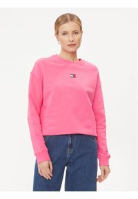 Tommy Jeans Bluza Badge DW0DW17325 Różowy Boxy Fit. Kolor: różowy. Materiał: bawełna