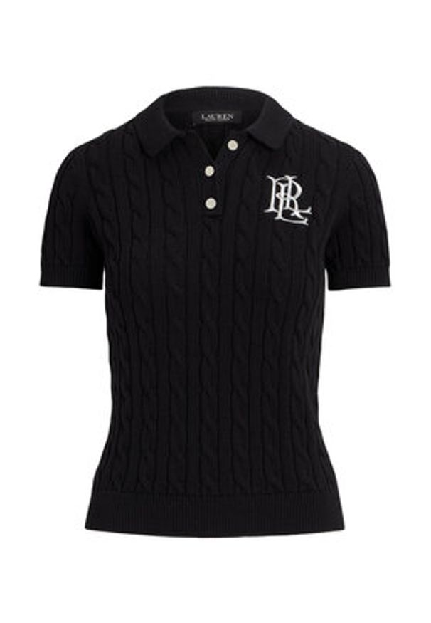 Lauren Ralph Lauren - LAUREN RALPH LAUREN Polo 200932224003 Czarny Slim Fit. Typ kołnierza: polo. Kolor: czarny. Materiał: bawełna