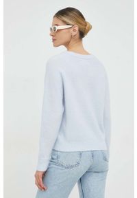 Samsoe & Samsoe - Samsoe Samsoe sweter z domieszką wełny damski kolor niebieski lekki. Kolor: niebieski. Materiał: wełna. Długość rękawa: raglanowy rękaw. Wzór: gładki #5