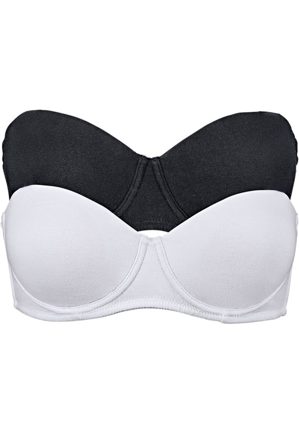 bonprix - Biustonosz na fiszbinach z odpinanymi ramiączkami z bawełny organicznej (2 sztuki). Kolor: biały. Materiał: bawełna. Rodzaj stanika: odpinane ramiączka