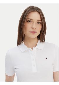 TOMMY HILFIGER - Tommy Hilfiger Polo 1985 WW0WW42047 Biały Slim Fit. Typ kołnierza: polo. Kolor: biały. Materiał: bawełna #5