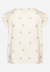 Born2be - Beżowa Bluzka z Wiskozy w Kwiaty Tolamea. Okazja: na co dzień. Kolor: beżowy. Materiał: wiskoza. Wzór: kwiaty. Styl: casual