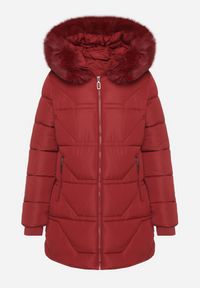 Born2be - Bordowa Pikowana Kurtka z Kapturem z Futerkiem Nenadria. Okazja: na co dzień, na spotkanie biznesowe, do pracy. Typ kołnierza: kaptur. Kolor: czerwony. Materiał: futro. Wzór: aplikacja. Styl: casual, biznesowy #5