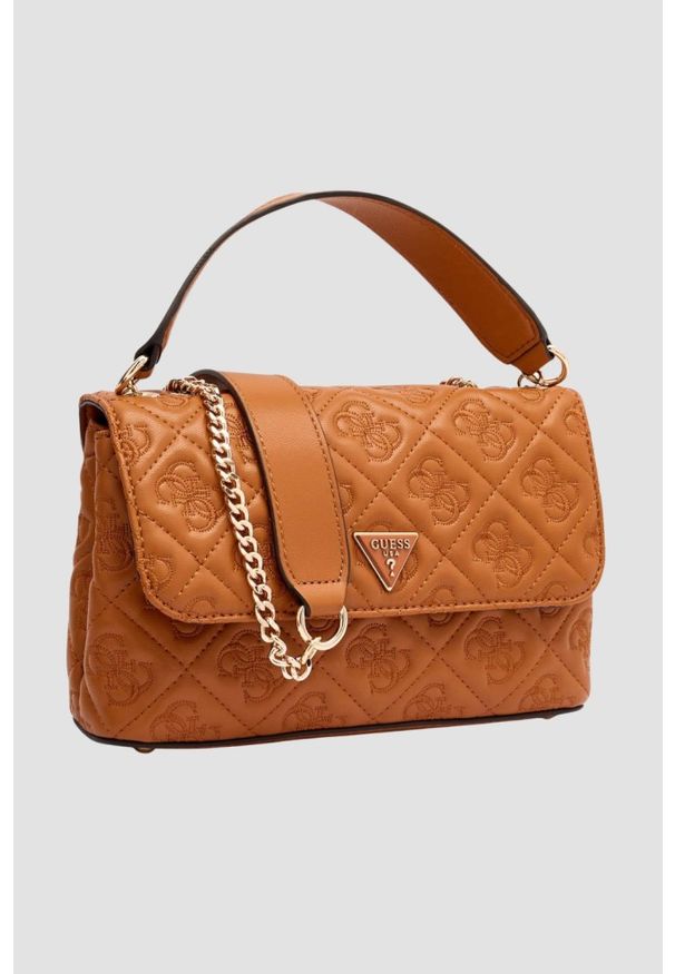 Guess - GUESS Brązowa damska kopertówka Adelasia Cnvrtble. Kolor: brązowy. Materiał: skórzane