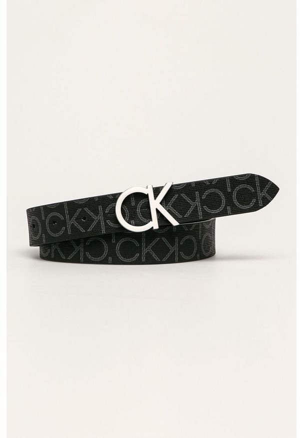 Calvin Klein - Pasek skórzany. Kolor: czarny. Materiał: skóra