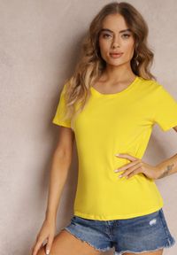 Renee - Żółty Bawełniany T-shirt Melinthe. Okazja: na co dzień. Kolor: żółty. Materiał: bawełna. Długość rękawa: krótki rękaw. Długość: krótkie. Styl: casual #5