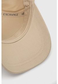 Armani Exchange czapka bawełniana kolor beżowy z aplikacją. Kolor: beżowy. Materiał: bawełna. Wzór: aplikacja #3