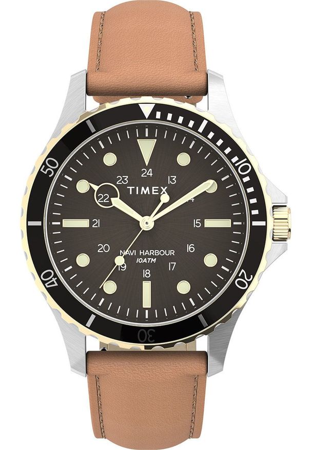 Timex zegarek TW2U55600 Navi XL męski kolor srebrny. Kolor: srebrny. Materiał: skóra, materiał