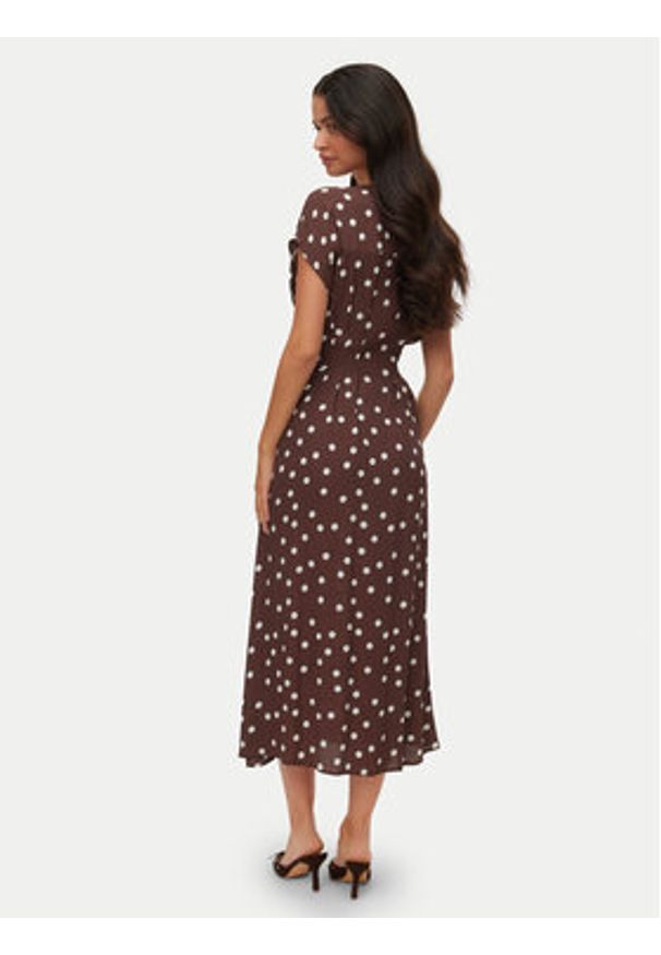 Vero Moda Sukienka letnia Elisa 10348019 Brązowy ciemny Regular Fit. Kolor: brązowy. Materiał: wiskoza. Sezon: lato