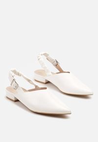 Born2be - Białe Sandały ze Szpiczastym Noskiem i Sprzączką Jeneliena. Okazja: na co dzień, na imprezę. Nosek buta: szpiczasty. Zapięcie: sprzączka. Kolor: biały. Styl: casual, elegancki, klasyczny #3