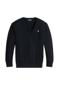Polo Ralph Lauren Sweter 211972105004 Czarny Regular Fit. Typ kołnierza: polo. Kolor: czarny. Materiał: bawełna #3