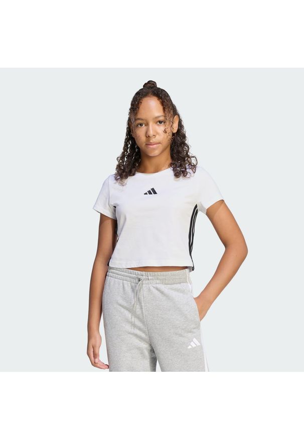 Adidas - Koszulka Essentials. Kolor: czarny, wielokolorowy, biały. Materiał: bawełna, dzianina. Sport: joga i pilates