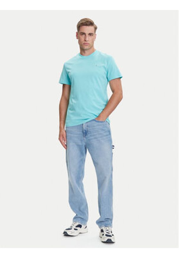 Tommy Jeans T-Shirt Linear Chest DM0DM21780 Zielony Slim Fit. Kolor: zielony. Materiał: bawełna