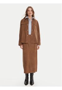 MAX&Co. Kurtka skórzana Stallo 2526446011200 Brązowy Loose Fit. Kolor: brązowy. Materiał: skóra