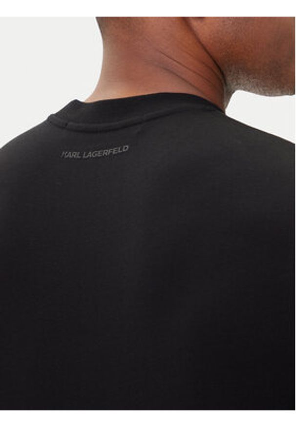 Karl Lagerfeld - KARL LAGERFELD T-Shirt 755050 554221 Czarny Regular Fit. Typ kołnierza: dekolt w karo. Kolor: czarny. Materiał: bawełna
