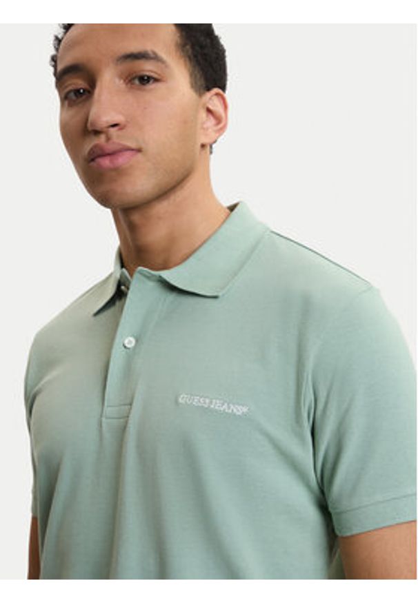 Guess Jeans Polo M4BP29 KCJV1 Zielony Regular Fit. Typ kołnierza: polo. Kolor: zielony. Materiał: bawełna
