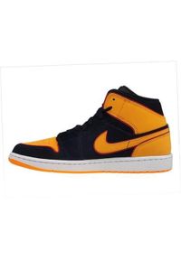 Buty do chodzenia męskie Nike Air Jordan 1 Mid Se. Kolor: żółty, czarny, pomarańczowy, wielokolorowy. Materiał: syntetyk, materiał. Szerokość cholewki: normalna. Model: Nike Air Jordan. Sport: turystyka piesza