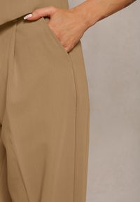 Renee - Beżowe Szerokie Spodnie High Waist Seraphella. Stan: podwyższony. Kolor: beżowy #5