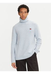 Tommy Jeans Golf DM0DM20602 Błękitny Slim Fit. Typ kołnierza: golf. Kolor: niebieski. Materiał: syntetyk #1