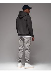 Ombre Clothing - Dzianinowe joggery męskie z kieszeniami cargo – jasnoszare V4 - Rozmiar: L. Okazja: na co dzień. Kolor: szary. Materiał: dzianina. Wzór: aplikacja. Styl: casual