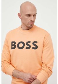 BOSS Orange - Boss Orange bluza bawełniana męska kolor pomarańczowy z nadrukiem. Kolor: pomarańczowy. Materiał: bawełna. Wzór: nadruk #2