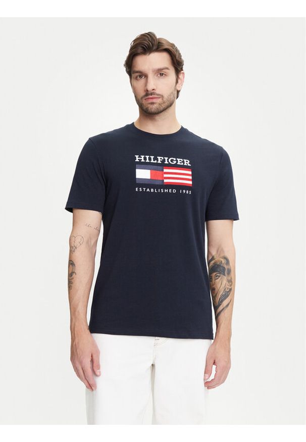 TOMMY HILFIGER - Tommy Hilfiger T-Shirt American Monotype MW0MW39843 Granatowy Regular Fit. Kolor: niebieski. Materiał: bawełna