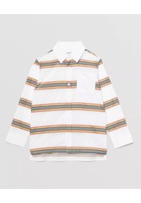 BURBERRY CHILDREN - Bawełniana koszula w paski 3-12 lat. Kolor: biały. Materiał: bawełna. Długość rękawa: długi rękaw. Długość: długie. Wzór: paski. Sezon: lato. Styl: elegancki #1