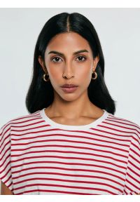 Big-Star - Koszulka damska w paski biało-czerwona Aleksa 603. Kolor: czerwony. Materiał: dzianina, bawełna, żakard. Wzór: paski #8