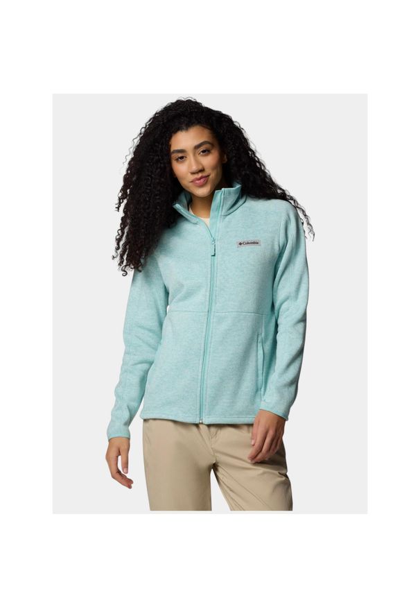 columbia - Sweter damski Columbia Sweater Weather II. Typ kołnierza: polo. Kolor: zielony. Materiał: polar. Sport: turystyka piesza