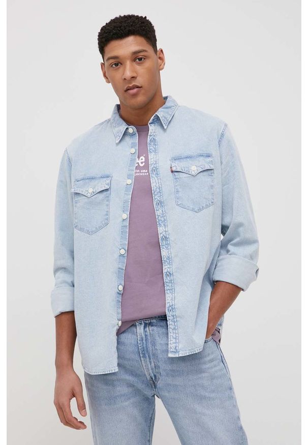 Levi's® - Levi's Koszula męska relaxed z kołnierzykiem klasycznym. Okazja: na co dzień, na spotkanie biznesowe. Typ kołnierza: kołnierzyk klasyczny. Kolor: niebieski. Materiał: tkanina. Długość rękawa: długi rękaw. Długość: długie. Styl: klasyczny