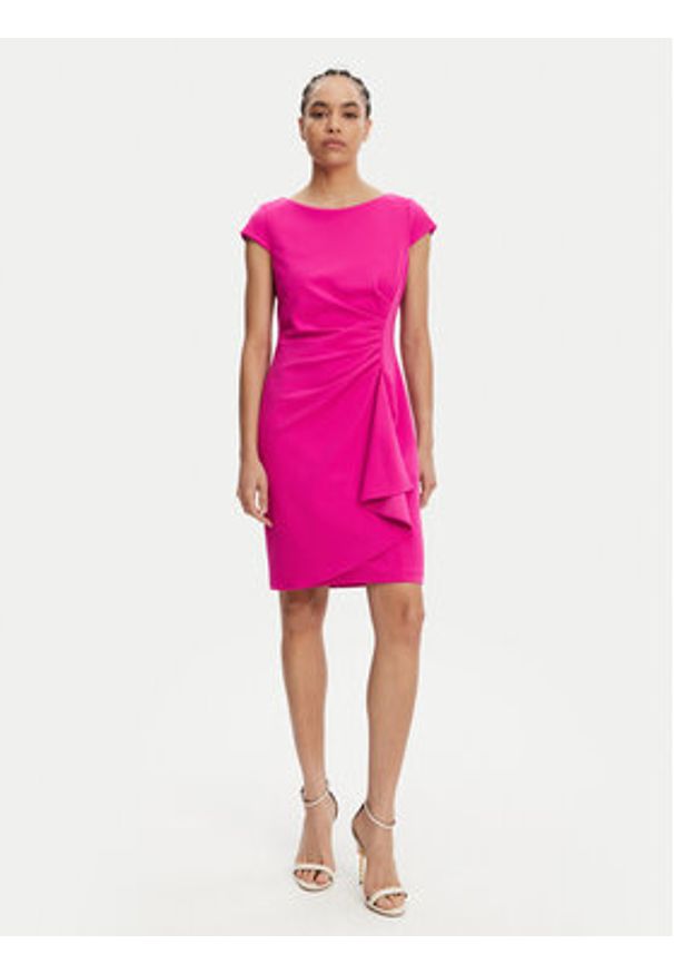 DKNY Sukienka koktajlowa DD5AC20B Różowy Slim Fit. Kolor: różowy. Materiał: syntetyk. Styl: wizytowy
