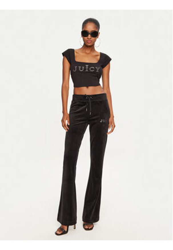 Juicy Couture Bluzka Regal JCBCT224831 Czarny Slim Fit. Kolor: czarny. Materiał: bawełna