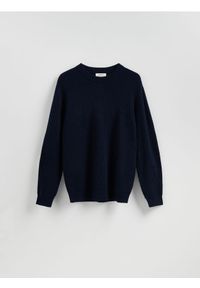 Reserved - Sweter z wełną - granatowy. Kolor: niebieski. Materiał: wełna #1