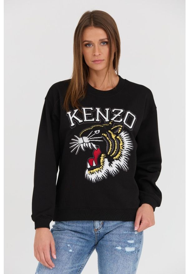Kenzo - KENZO Czarna damska bluza TIGER VARSITY JUNGLE CREW-NEC, Rozmiar XS. Kolor: czarny