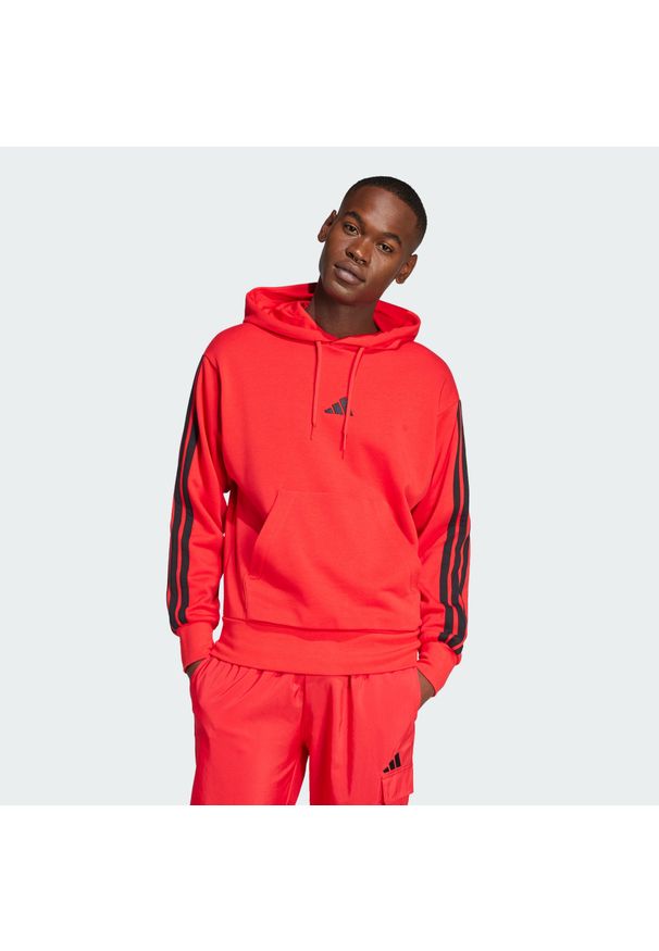 Adidas - Bluza z kapturem Essentials 3-Stripes French Terry. Typ kołnierza: kaptur. Kolor: czerwony, czarny, wielokolorowy. Materiał: materiał. Sport: fitness