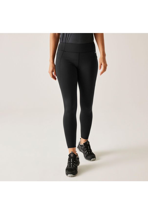 Regatta - Legginsy damskie Holeen Pro Compression. Kolor: czarny. Materiał: jersey. Sport: turystyka piesza, fitness, joga i pilates