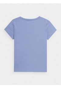 4F JUNIOR - T-shirt gładki dziewczęcy. Kolor: niebieski. Materiał: bawełna. Wzór: gładki