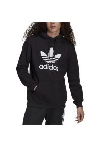 Adidas - Bluza adidas Originals Adicolor Trefoil Hoodie H06667 - czarna. Typ kołnierza: kaptur. Kolor: czarny. Materiał: materiał, bawełna. Wzór: aplikacja. Styl: klasyczny #1