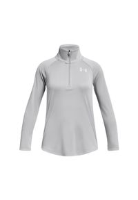 Longsleeve sportowy dziewczęcy Under Armour Tech Graphic 1/2 Zip - szary. Kolor: szary. Materiał: tkanina, poliester. Długość rękawa: długi rękaw. Styl: sportowy