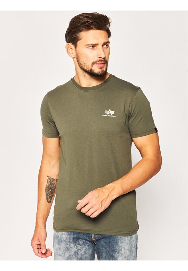 Alpha Industries T-Shirt Basic 188505 Zielony Regular Fit. Kolor: zielony. Materiał: bawełna