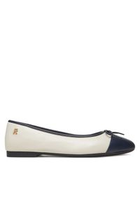 TOMMY HILFIGER - Tommy Hilfiger Baleriny Toe Cap Leather Ballerina FW0FW08759 Beżowy. Kolor: beżowy. Materiał: skóra